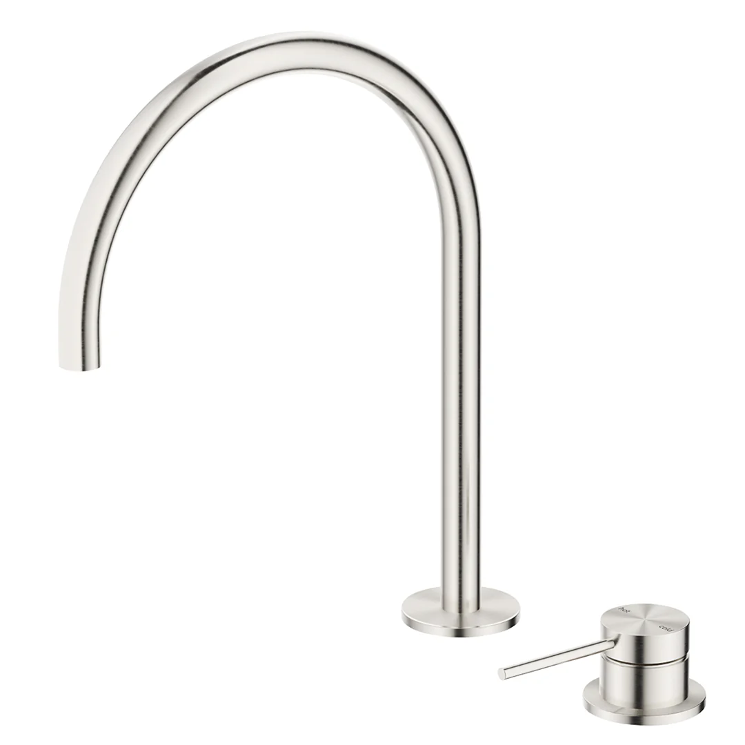 Mica Brushed Nickel Gooseneck Hob Sink/Basin Mixer Set
