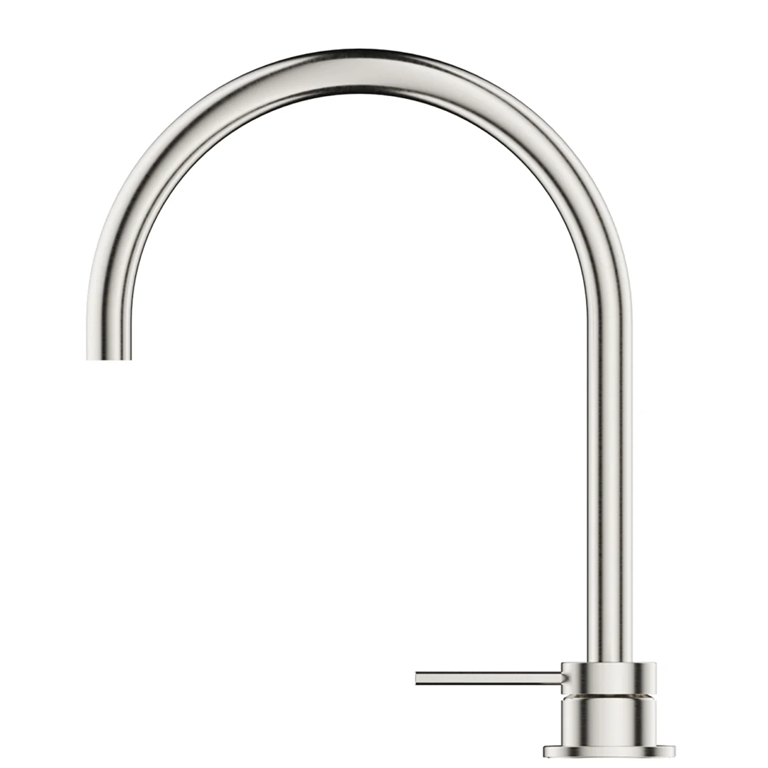 Mica Brushed Nickel Gooseneck Hob Sink/Basin Mixer Set - Image 2