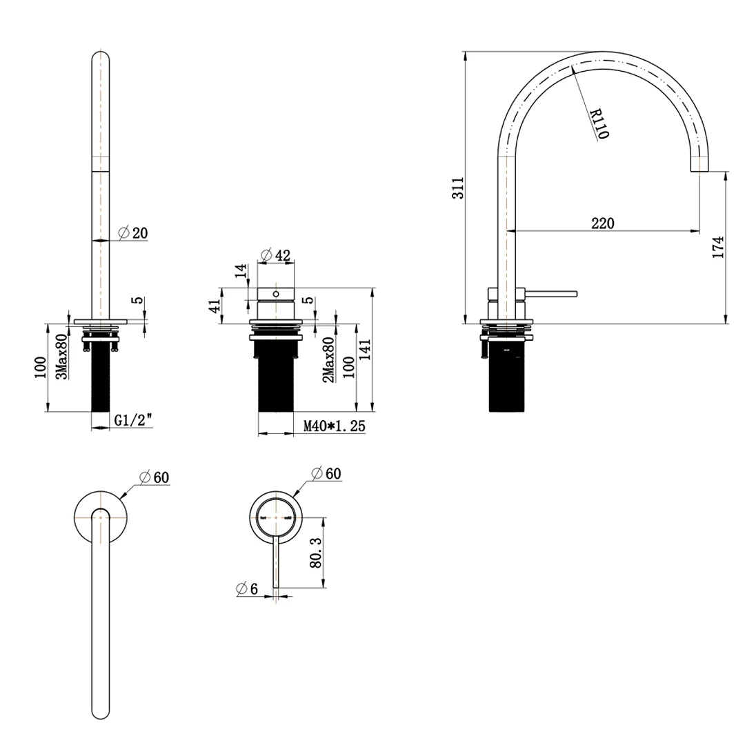 Mica Brushed Nickel Gooseneck Hob Sink/Basin Mixer Set - Image 4