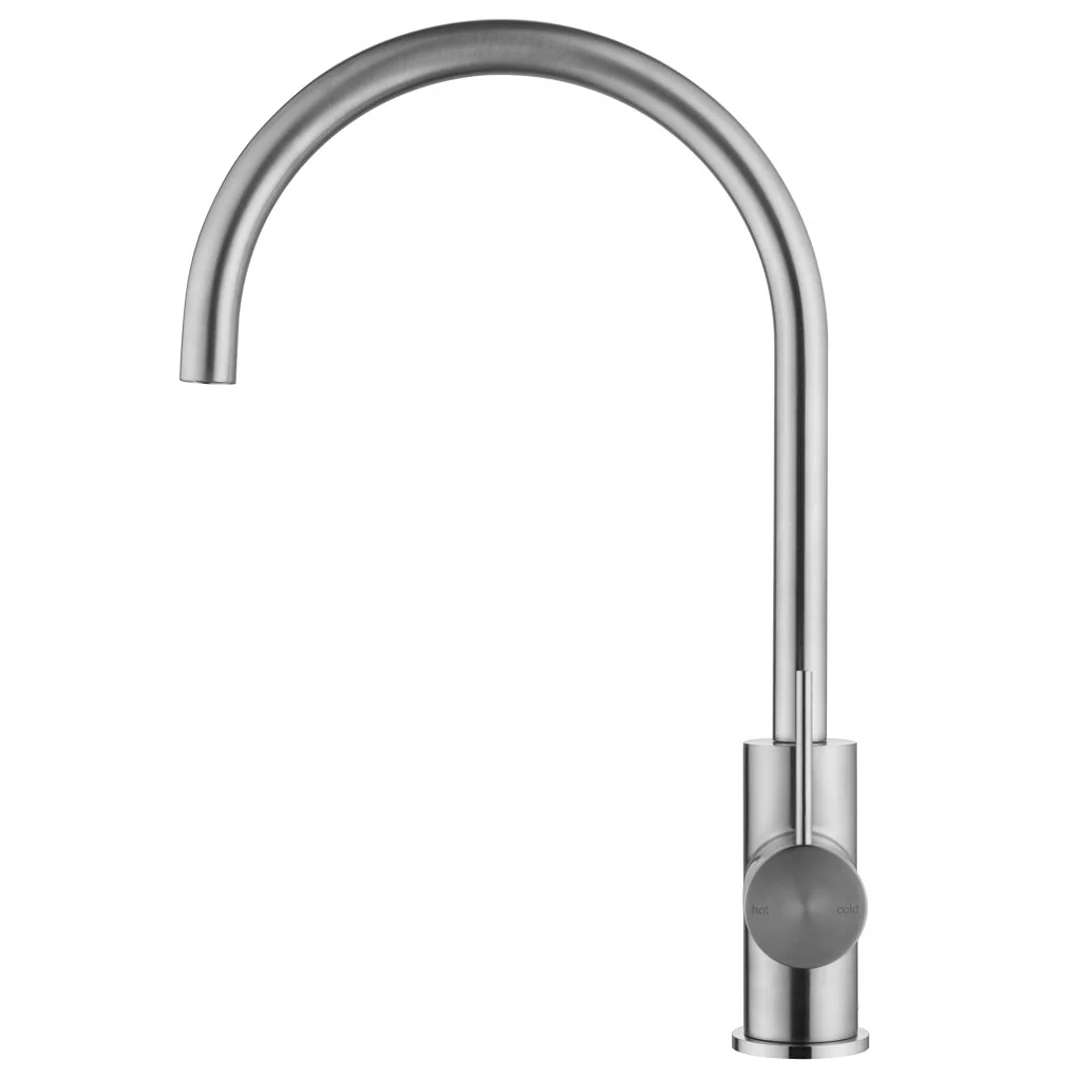 Mica Brushed Nickel Gooseneck Sink Mixer - Image 2