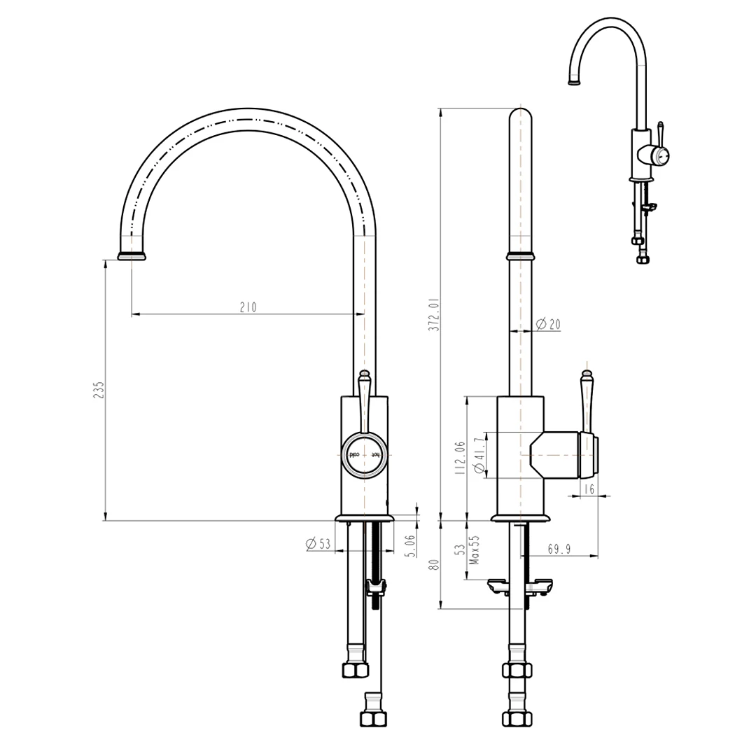 Mica Brushed Nickel Heritage Gooseneck Sink Mixer - Image 2