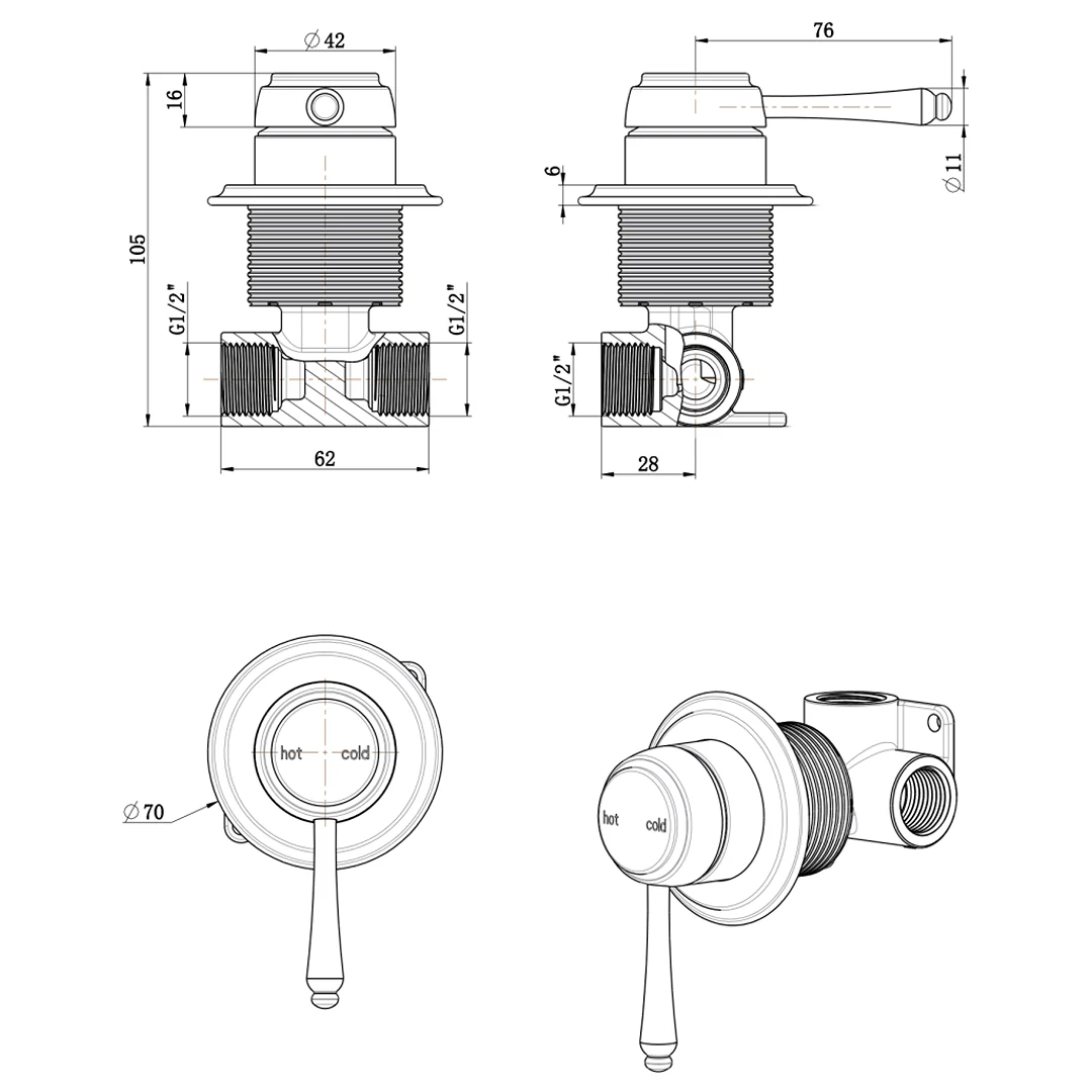Mica Brushed Nickel Heritage Shower Mixer - Trim Kit Only - Image 3