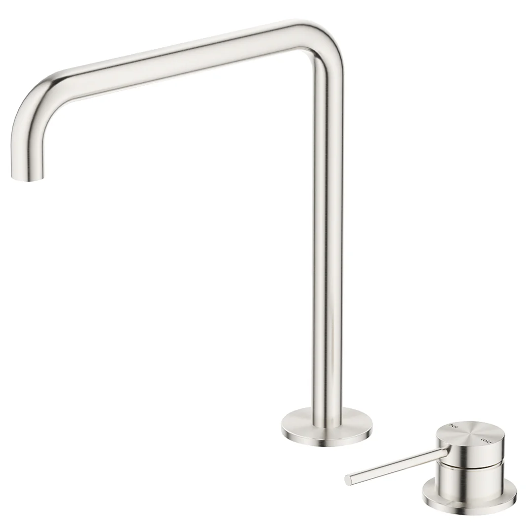 Mica Brushed Nickel Soft-Square Hob Sink/Basin Mixer Set
