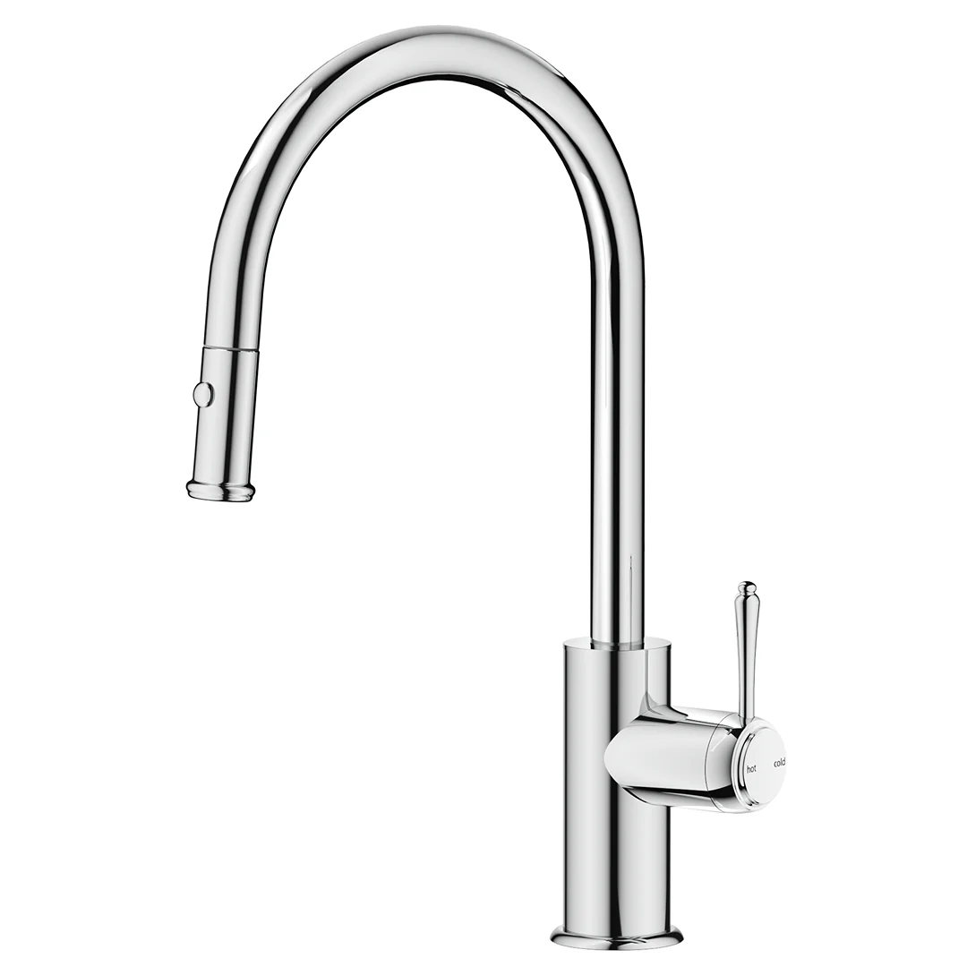 Mica Chrome Heritage Pull Out Gooseneck Sink Mixer