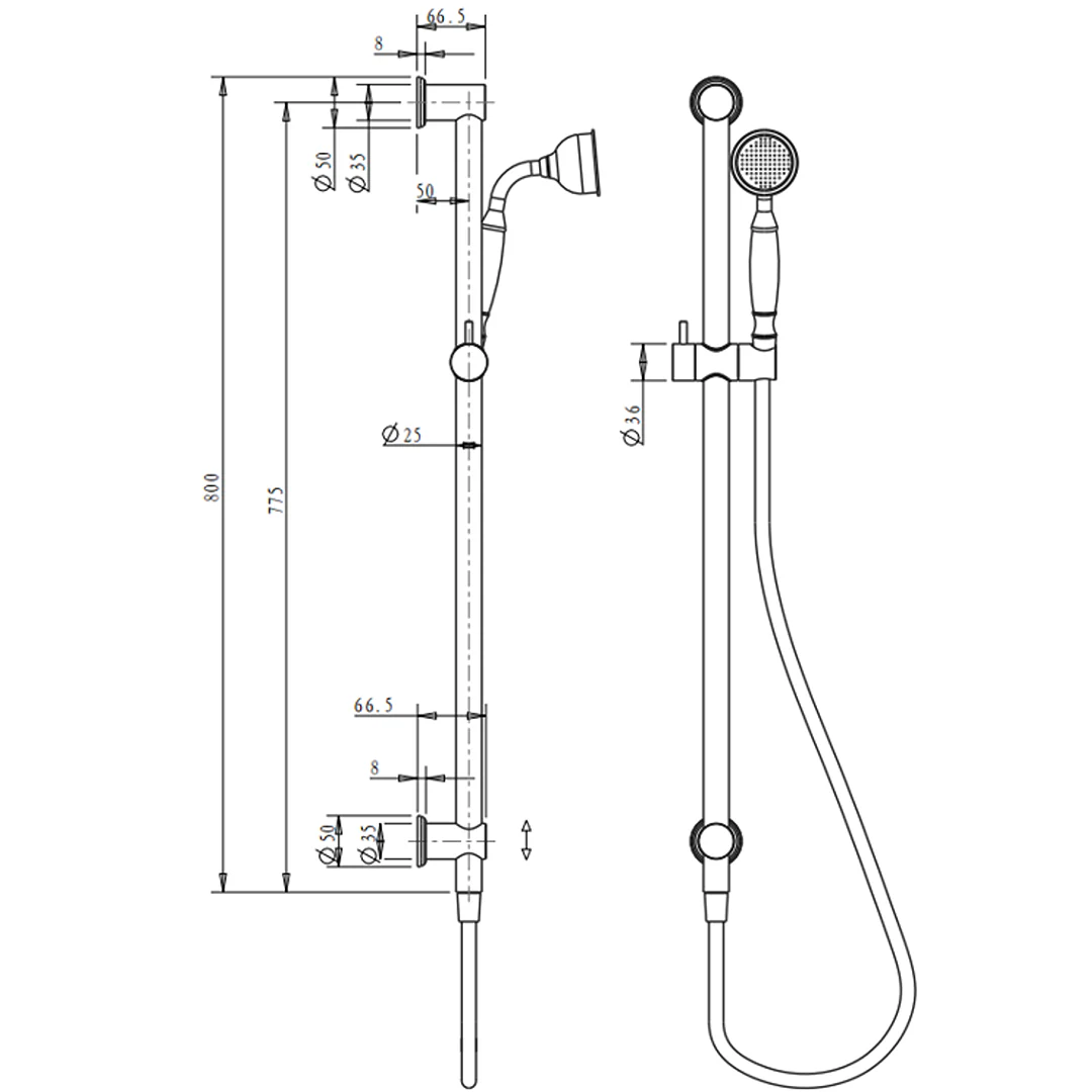 Mica Chrome Heritage Shower Rail - Image 4
