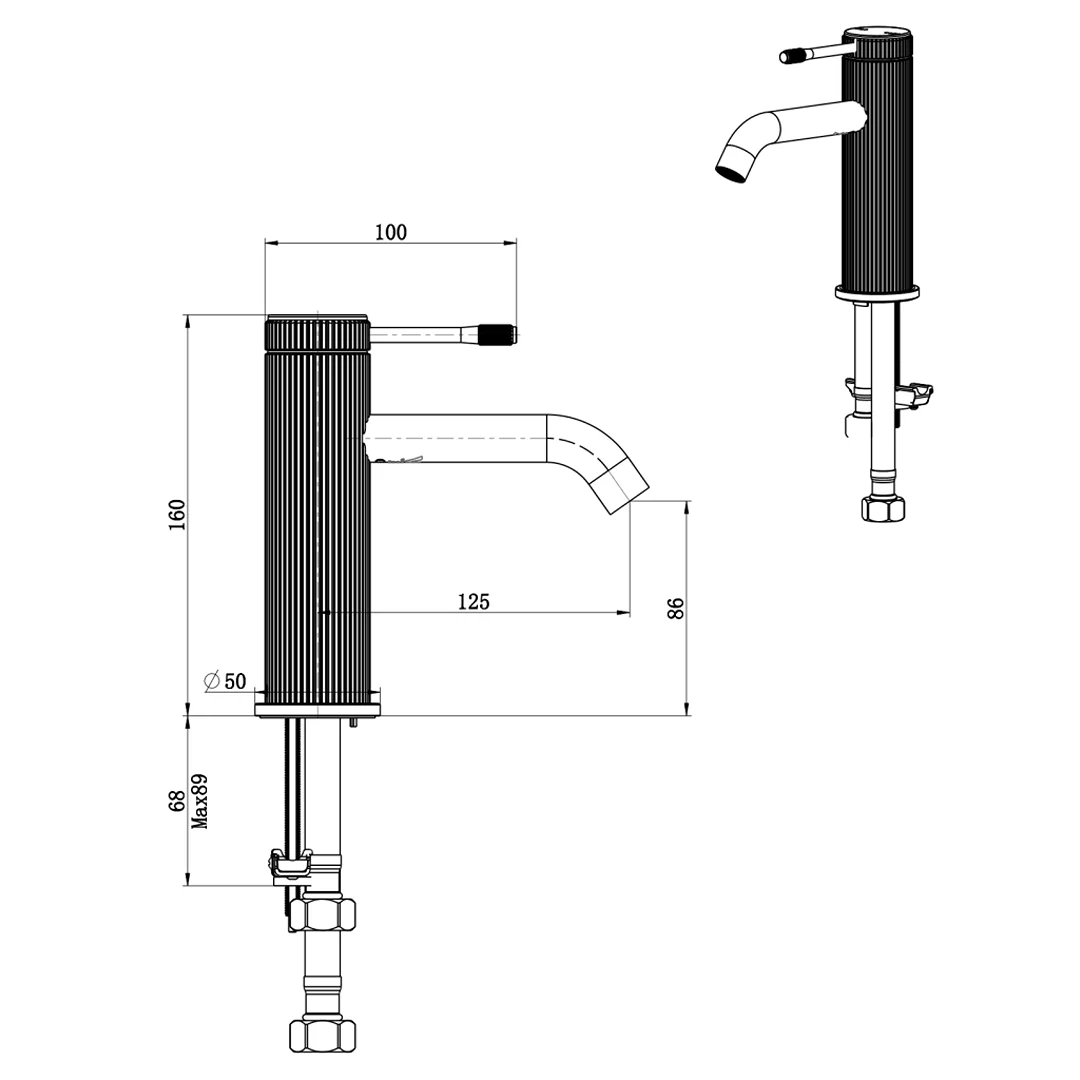 Mica Dusk Bronze Fluted Basin Mixer - Image 2