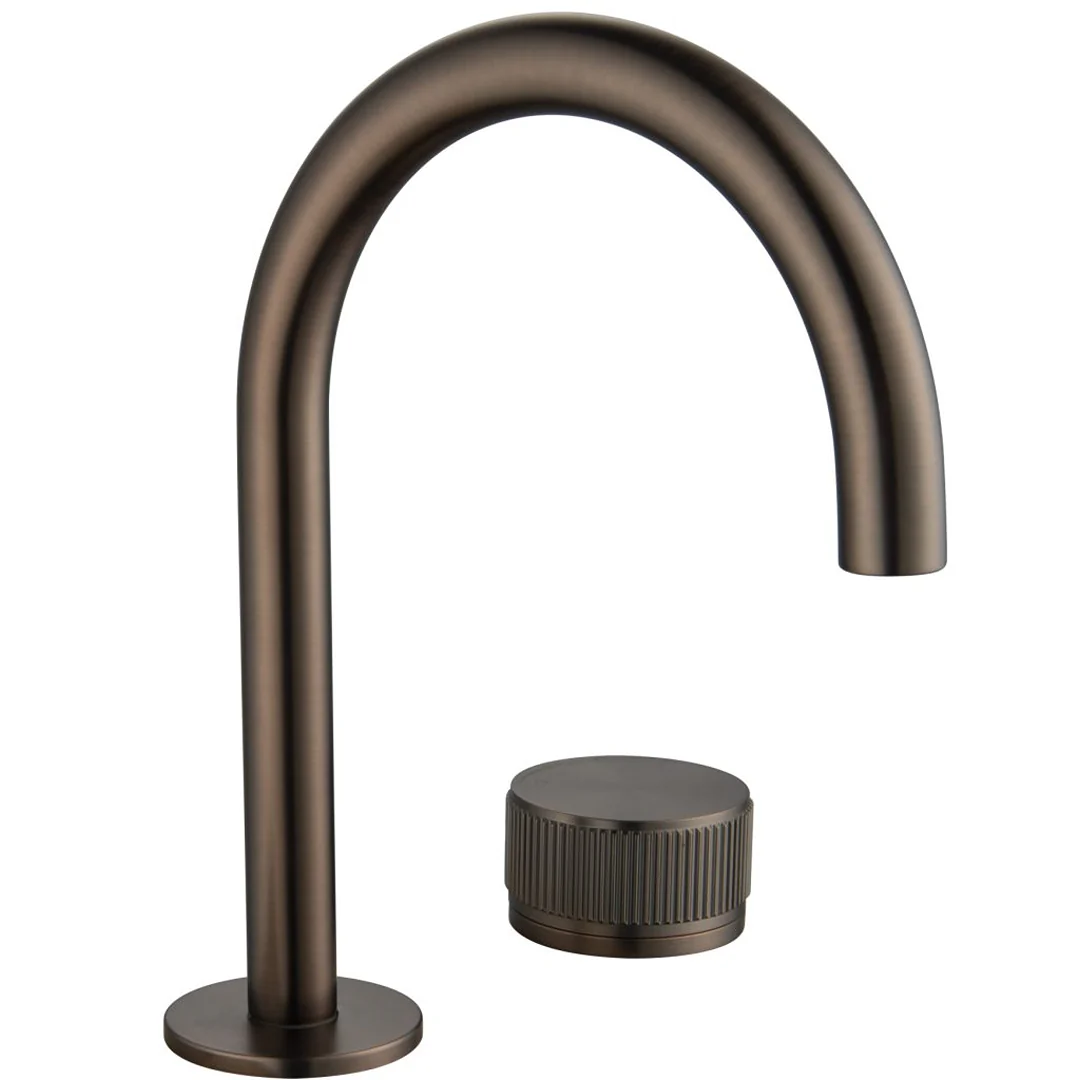 Mica Dusk Bronze Fluted Gooseneck Hob Basin Mixer Set - Image 3