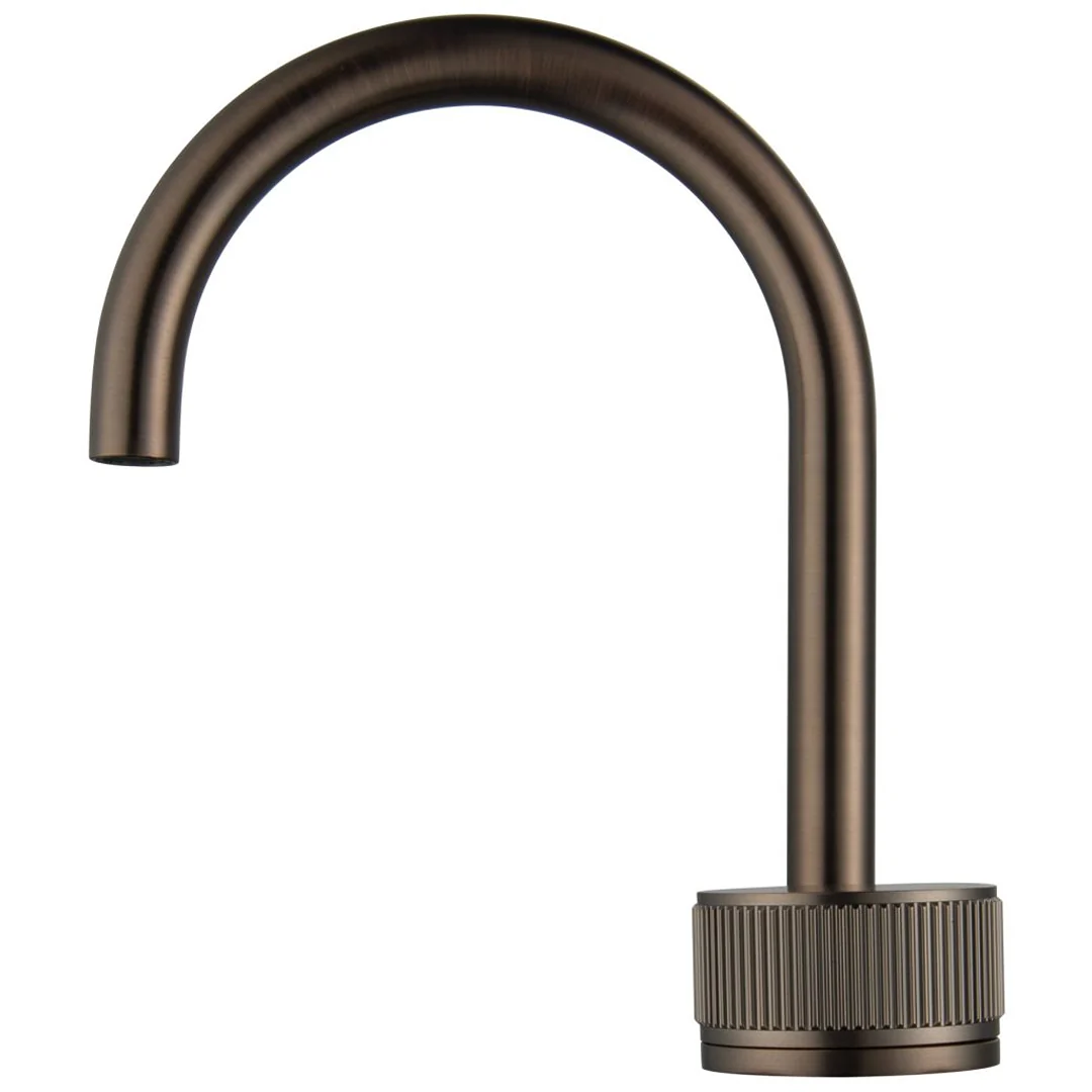 Mica Dusk Bronze Fluted Gooseneck Hob Basin Mixer Set - Image 4
