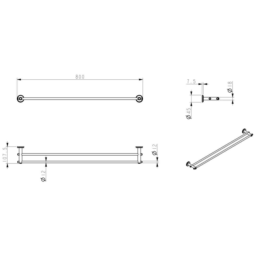 Mica Dusk Bronze Heritage Double Towel Rail - 800mm - Image 2