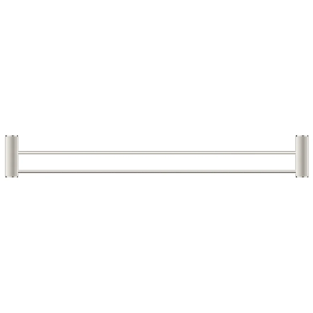 Mica Fluted Brushed Nickel Double Towel Rail - 800mm - Image 2