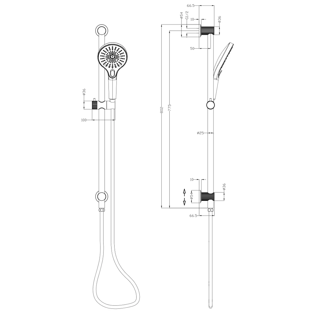 Mica Fluted Brushed Nickel Shower Rail - Image 5