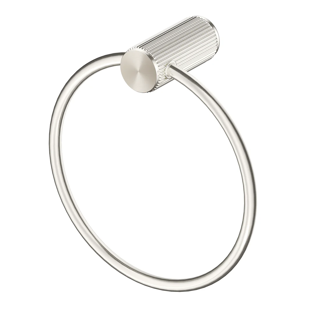 Mica Fluted Brushed Nickel Towel Ring