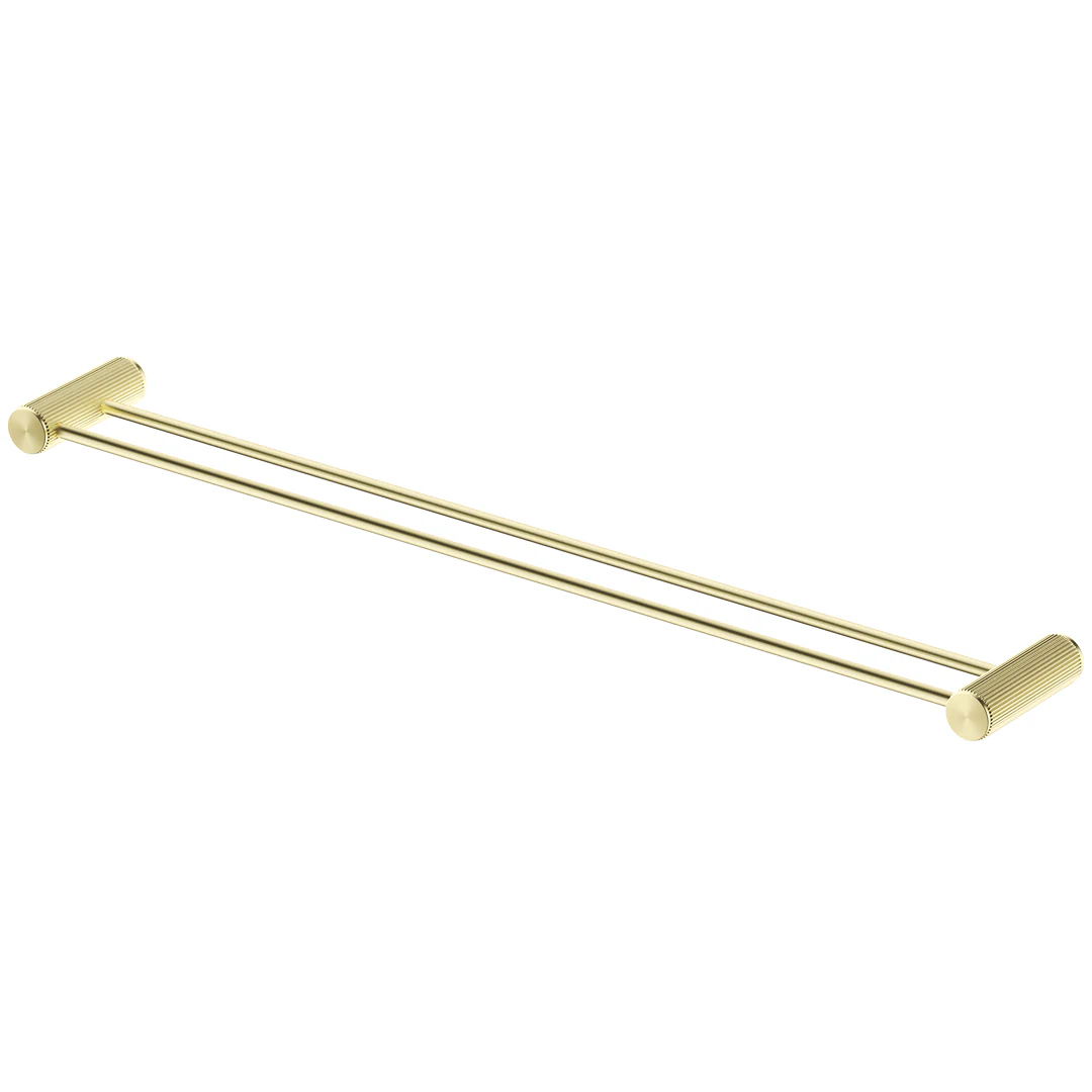 Mica Fluted French Gold Double Towel Rail - 800mm