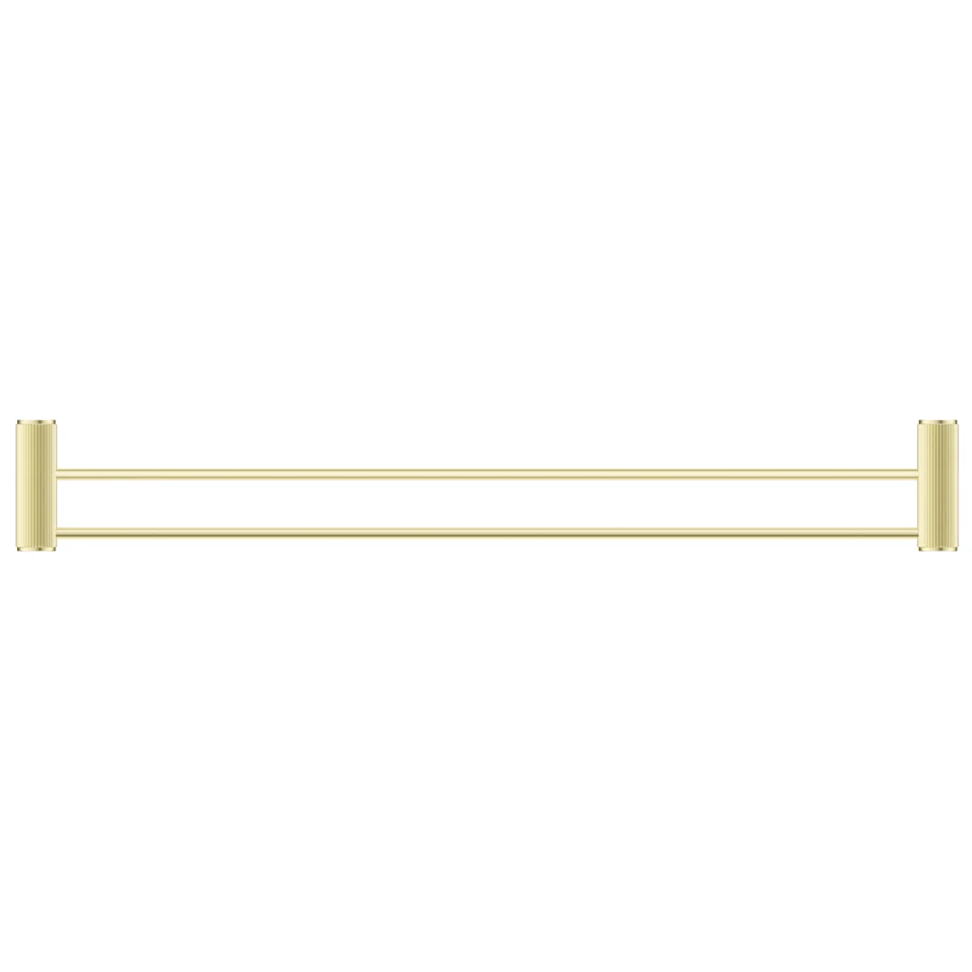 Mica Fluted French Gold Double Towel Rail - 800mm - Image 2