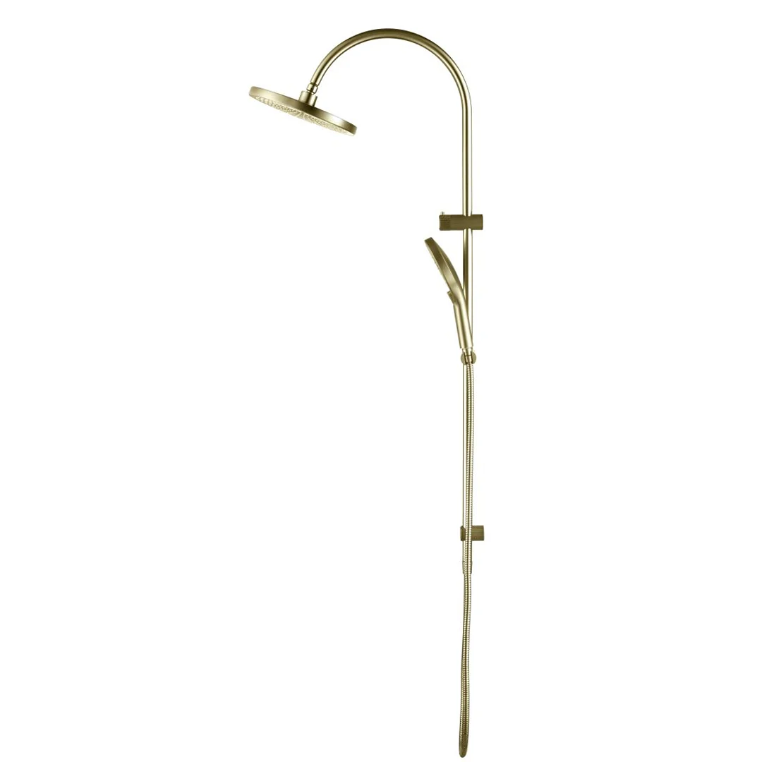 Mica Fluted French Gold Gooseneck Dual Shower Rail - Image 2