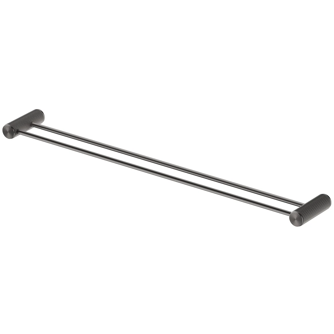 Mica Fluted Gun Metal Double Towel Rail - 800mm