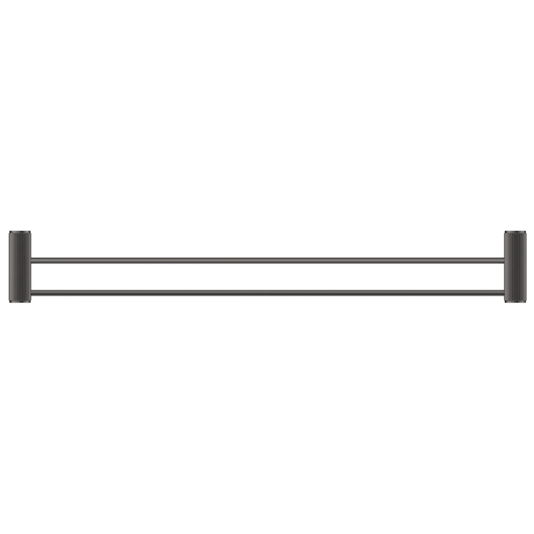 Mica Fluted Gun Metal Double Towel Rail - 800mm - Image 2