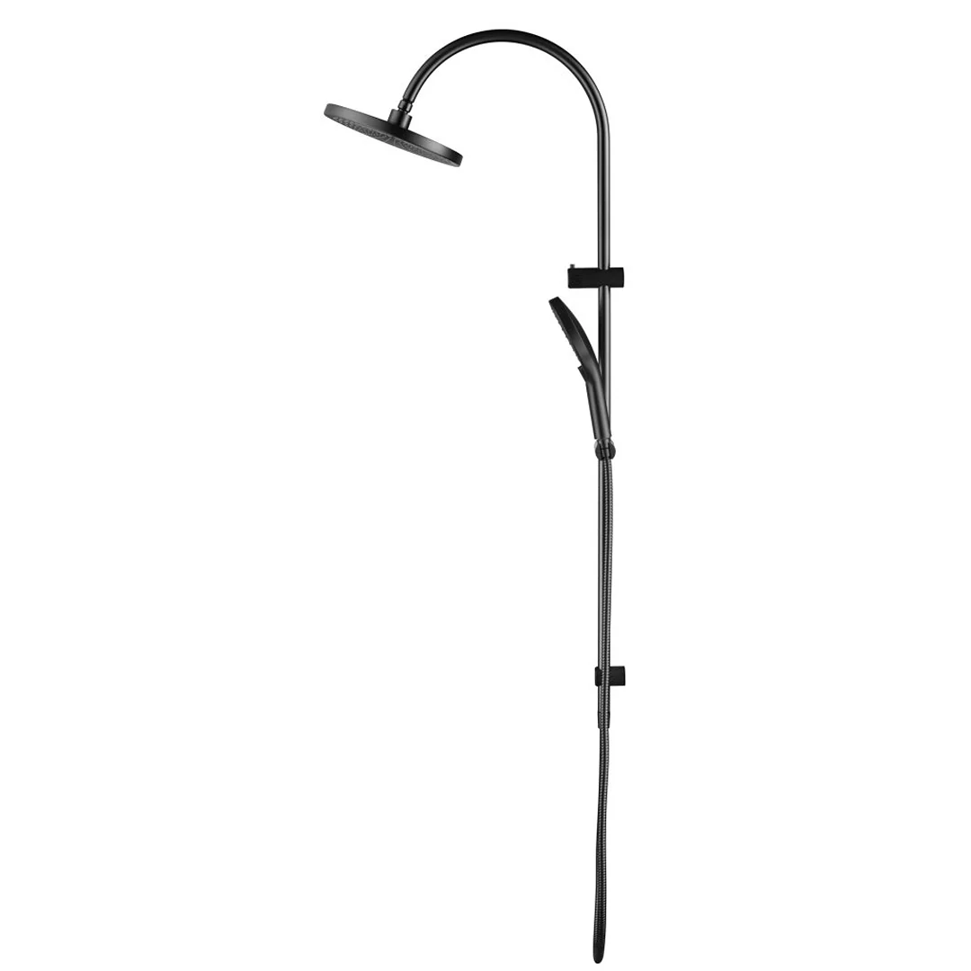 Mica Fluted Gun Metal Gooseneck Dual Shower Rail - Image 2