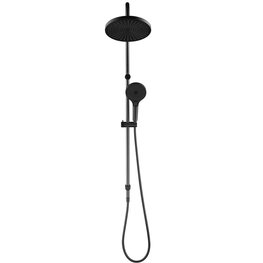Mica Fluted Gun Metal Gooseneck Dual Shower Rail - Image 3