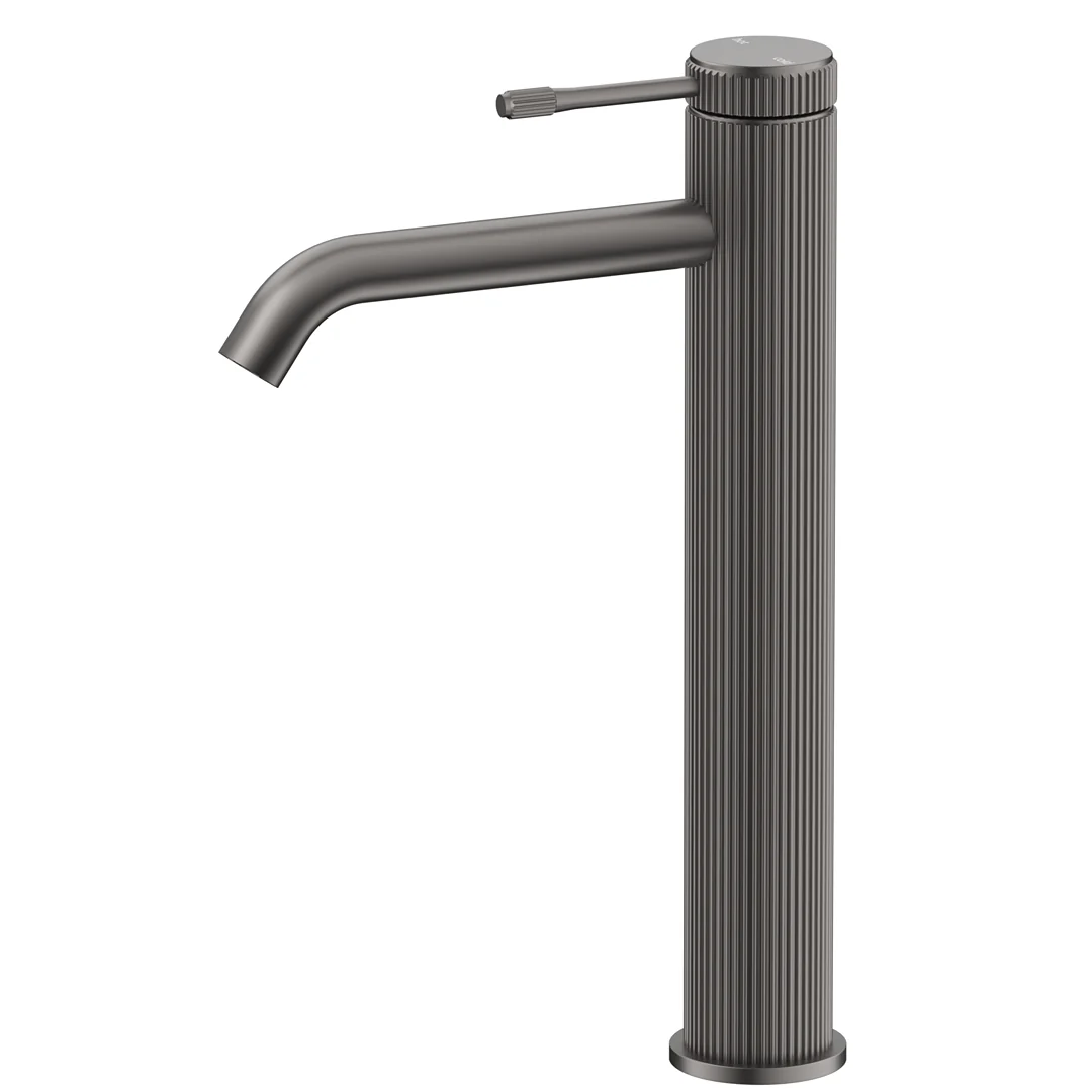 Mica Fluted Gun Metal Tall Basin Mixer