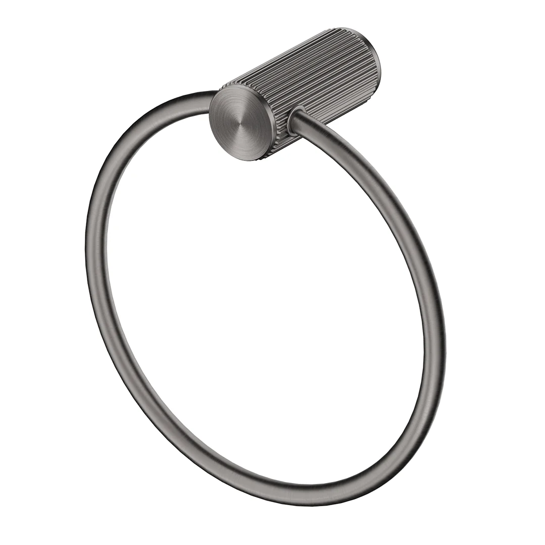 Mica Fluted Gun Metal Towel Ring