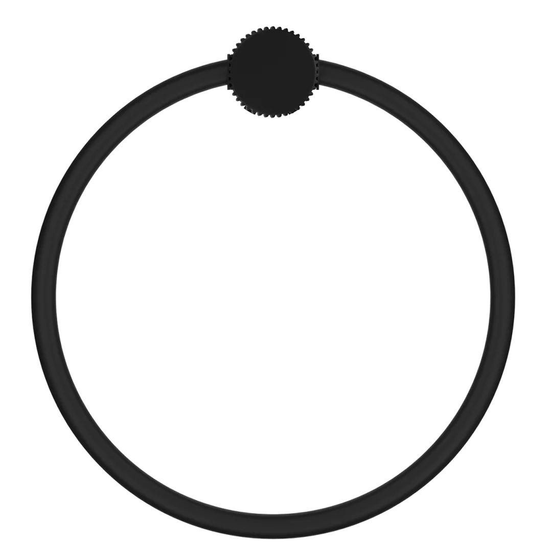 Mica Fluted Matte Black Towel Ring - Image 2
