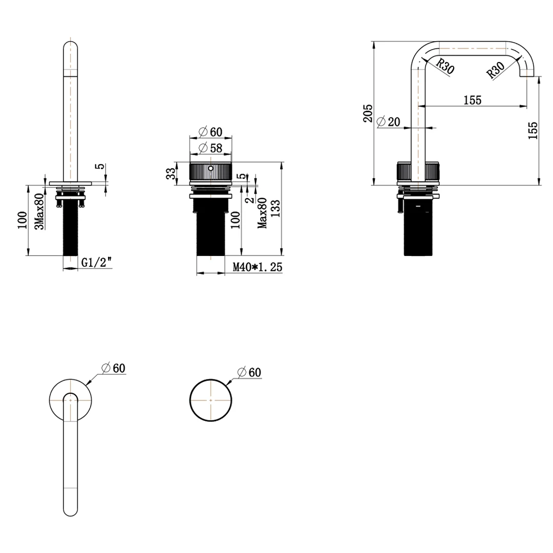 Mica French Gold Fluted Soft-Square Hob Basin Mixer Set - Image 5
