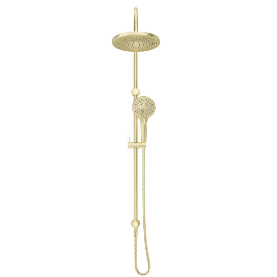Mica French Gold Gooseneck Dual Shower Rail - Image 2