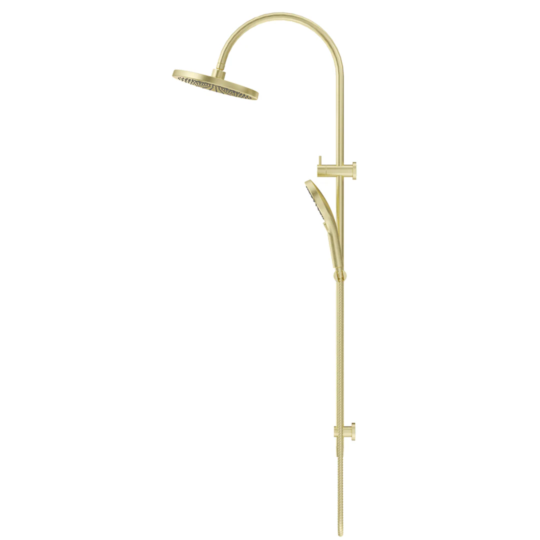 Mica French Gold Gooseneck Dual Shower Rail - Image 3
