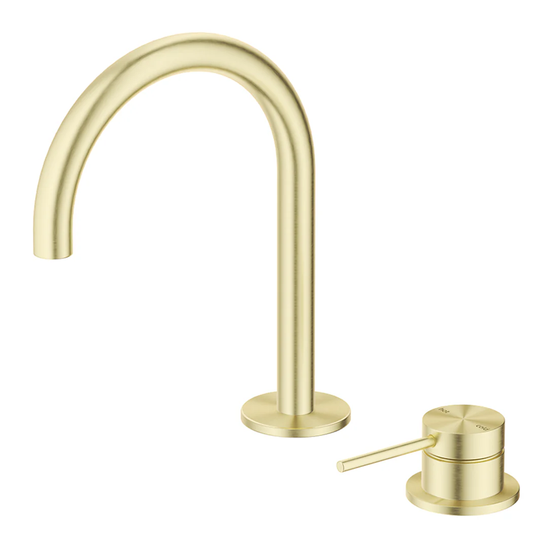 Mica French Gold Gooseneck Hob Basin Mixer Set