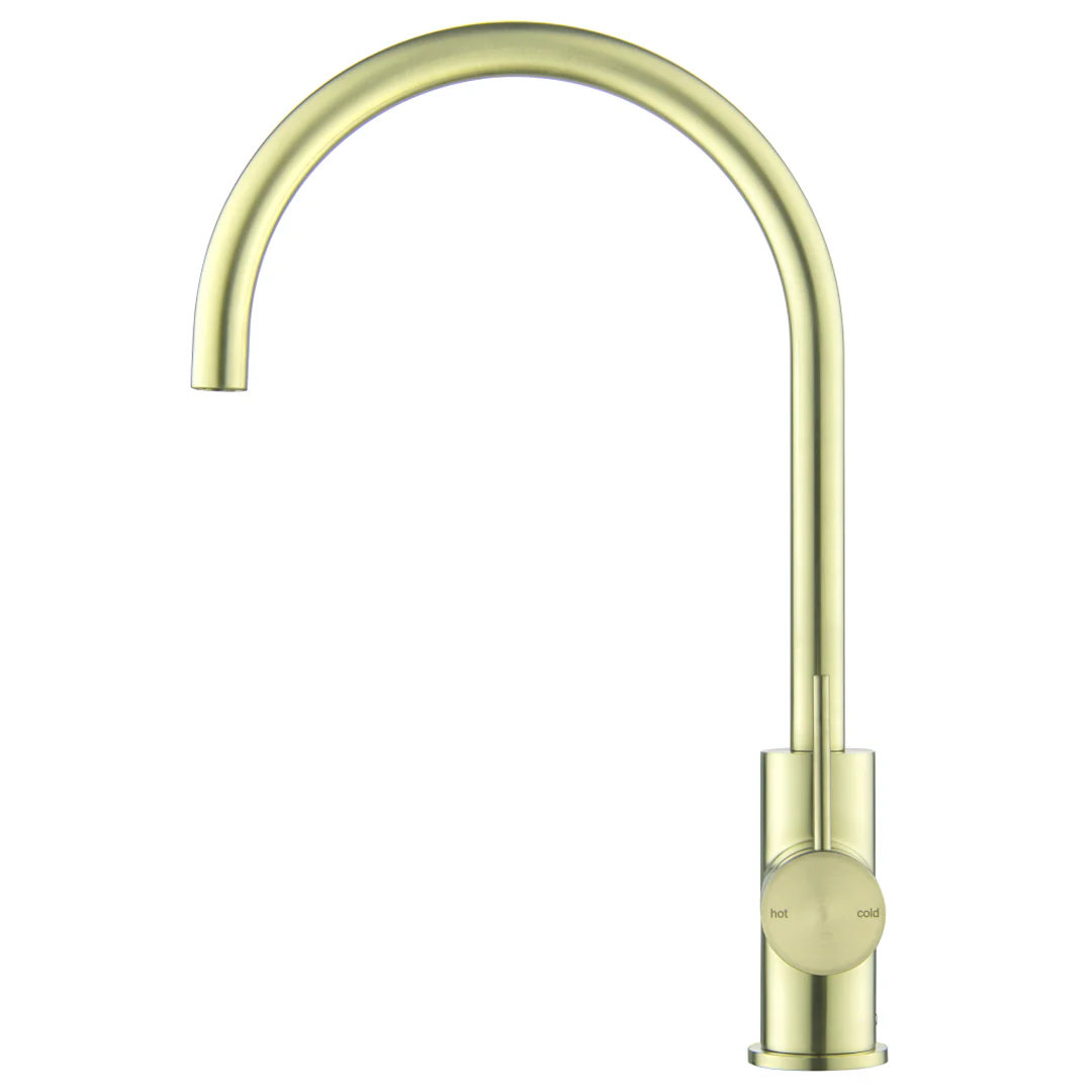 Mica French Gold Gooseneck Sink Mixer - Image 2