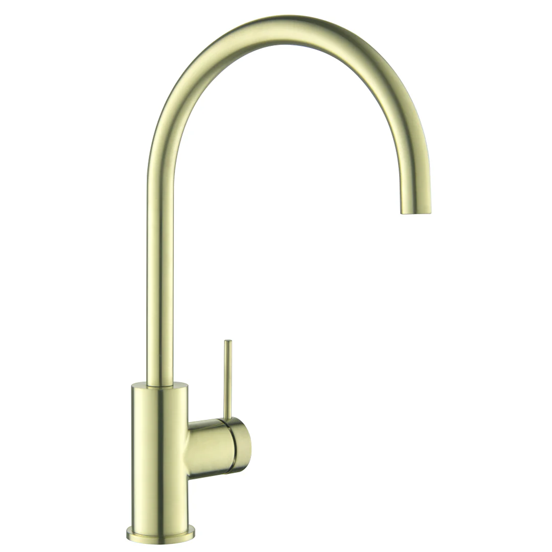 Mica French Gold Gooseneck Sink Mixer - Image 4