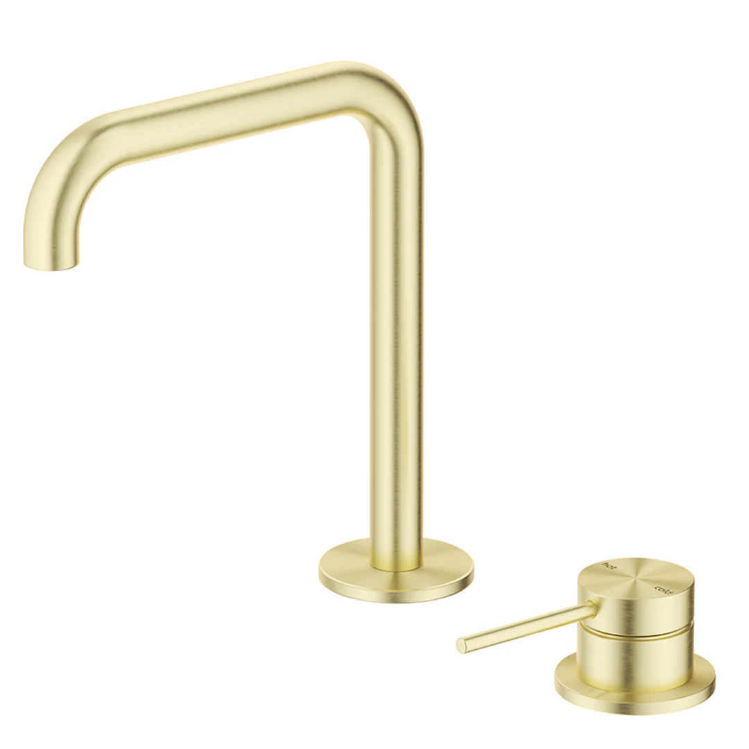 Mica French Gold Soft-Square Hob Basin Mixer Set