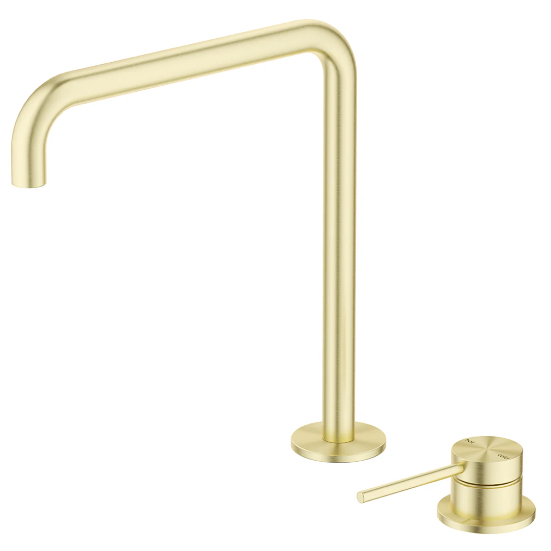 Mica French Gold Soft-Square Hob Sink/Basin Mixer Set