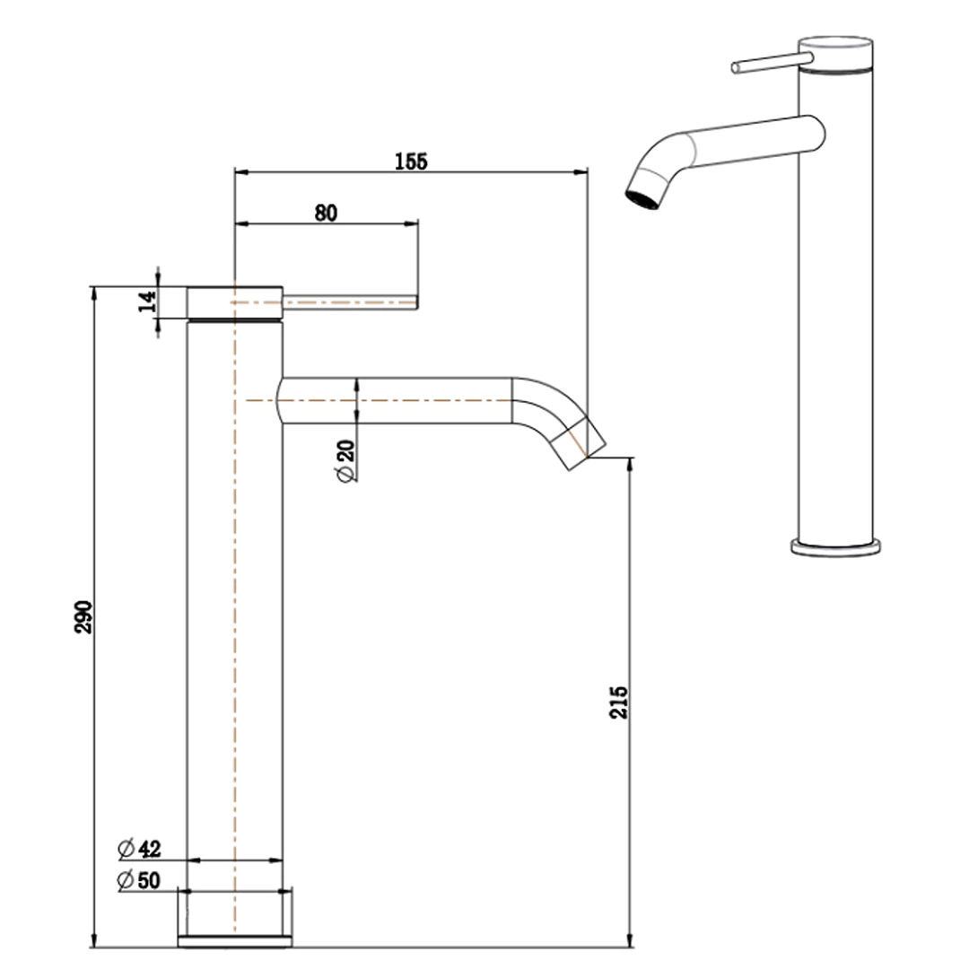 Mica French Gold Tall Basin Mixer - Image 2