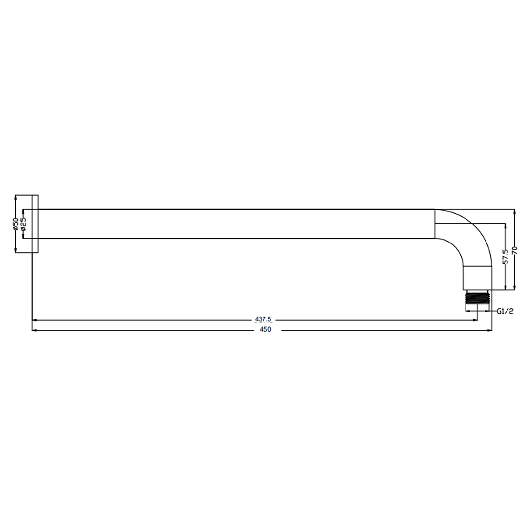 Mica French Gold Wall Shower Arm - 450mm - Curved - Image 2