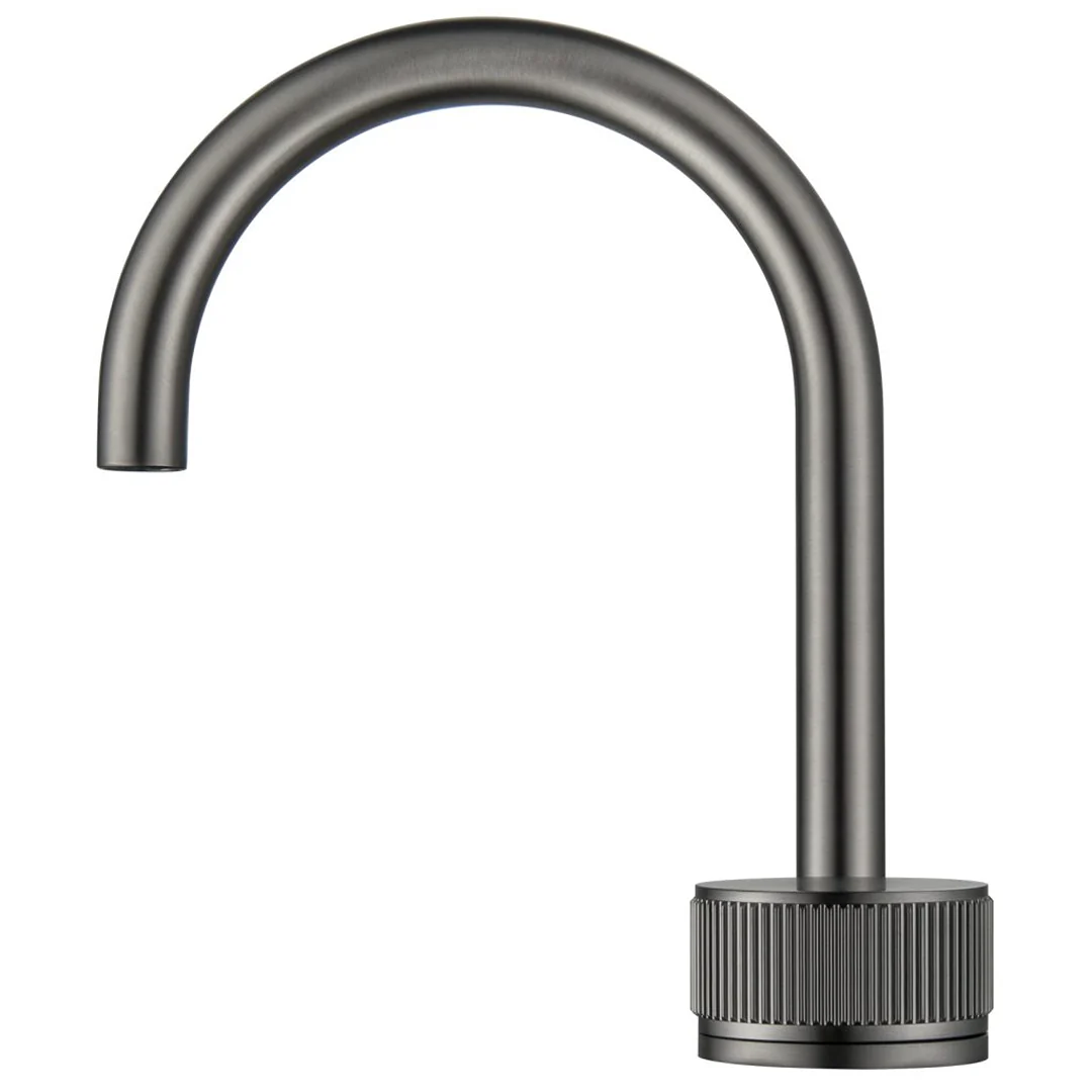 Mica Gun Metal Fluted Soft-Square Hob Basin Mixer Set - Image 4