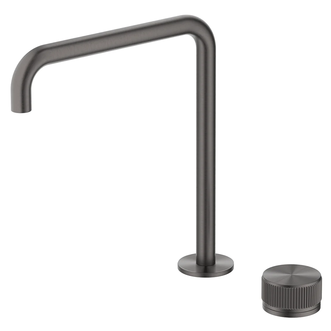Mica Gun Metal Fluted Soft-Square Hob Sink/Basin Mixer Set
