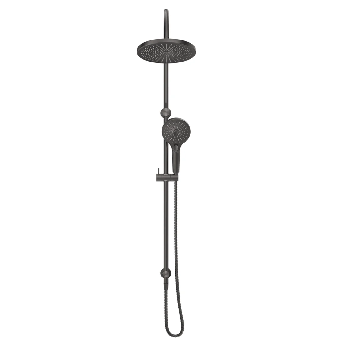 Mica Gun Metal Gooseneck Dual Shower Rail - Image 2