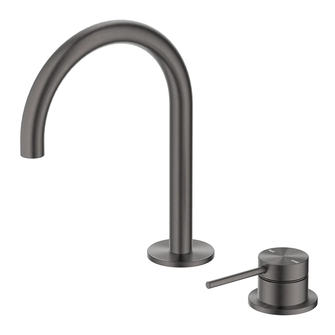 Mica Gun Metal Gooseneck Hob Basin Mixer Set