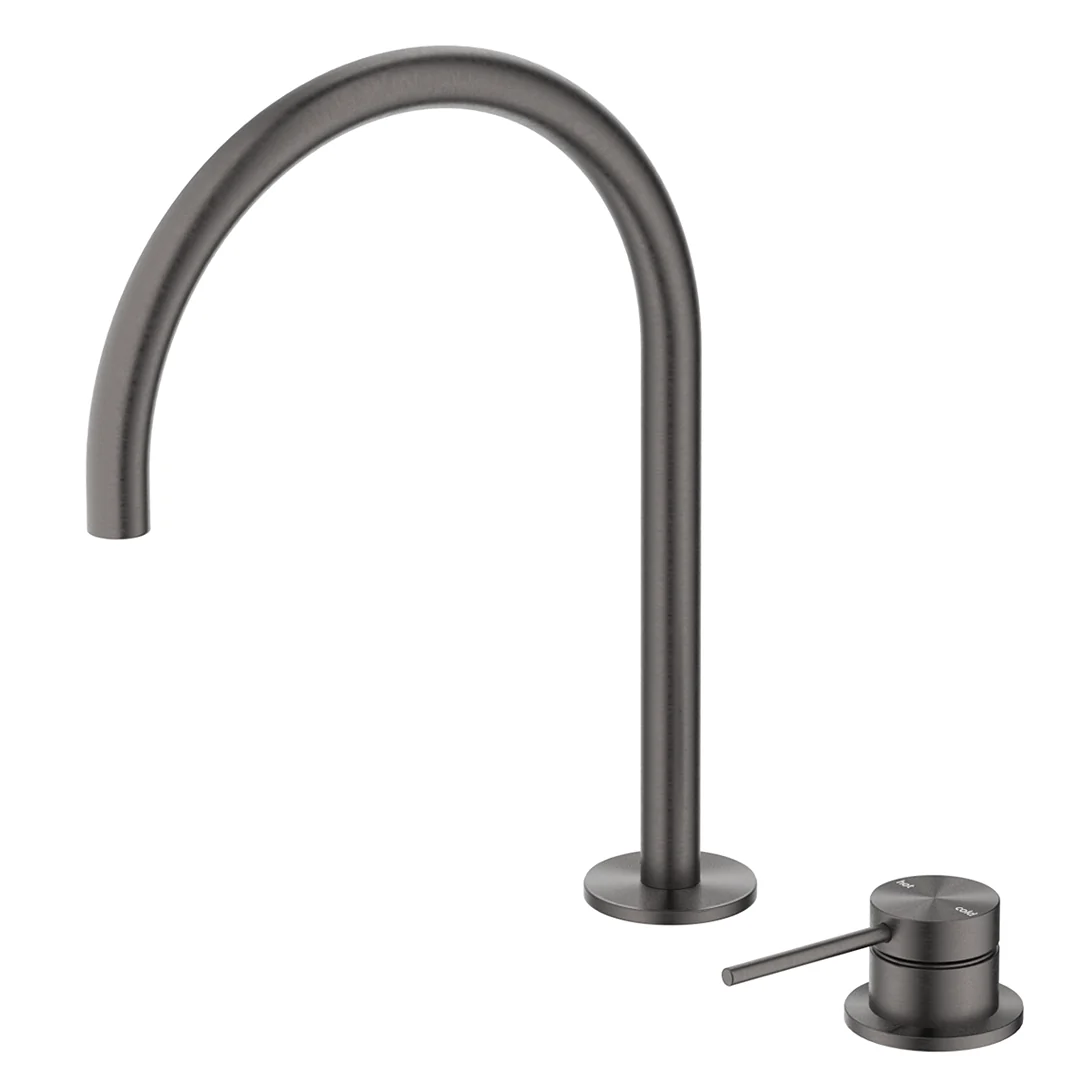 Mica Gun Metal Gooseneck Hob Sink/Basin Mixer Set