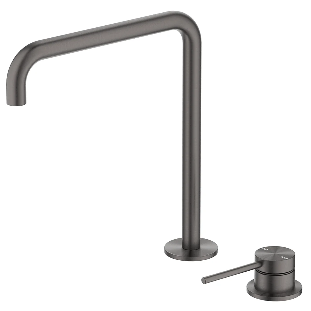 Mica Gun Metal Soft-Square Hob Sink/Basin Mixer Set