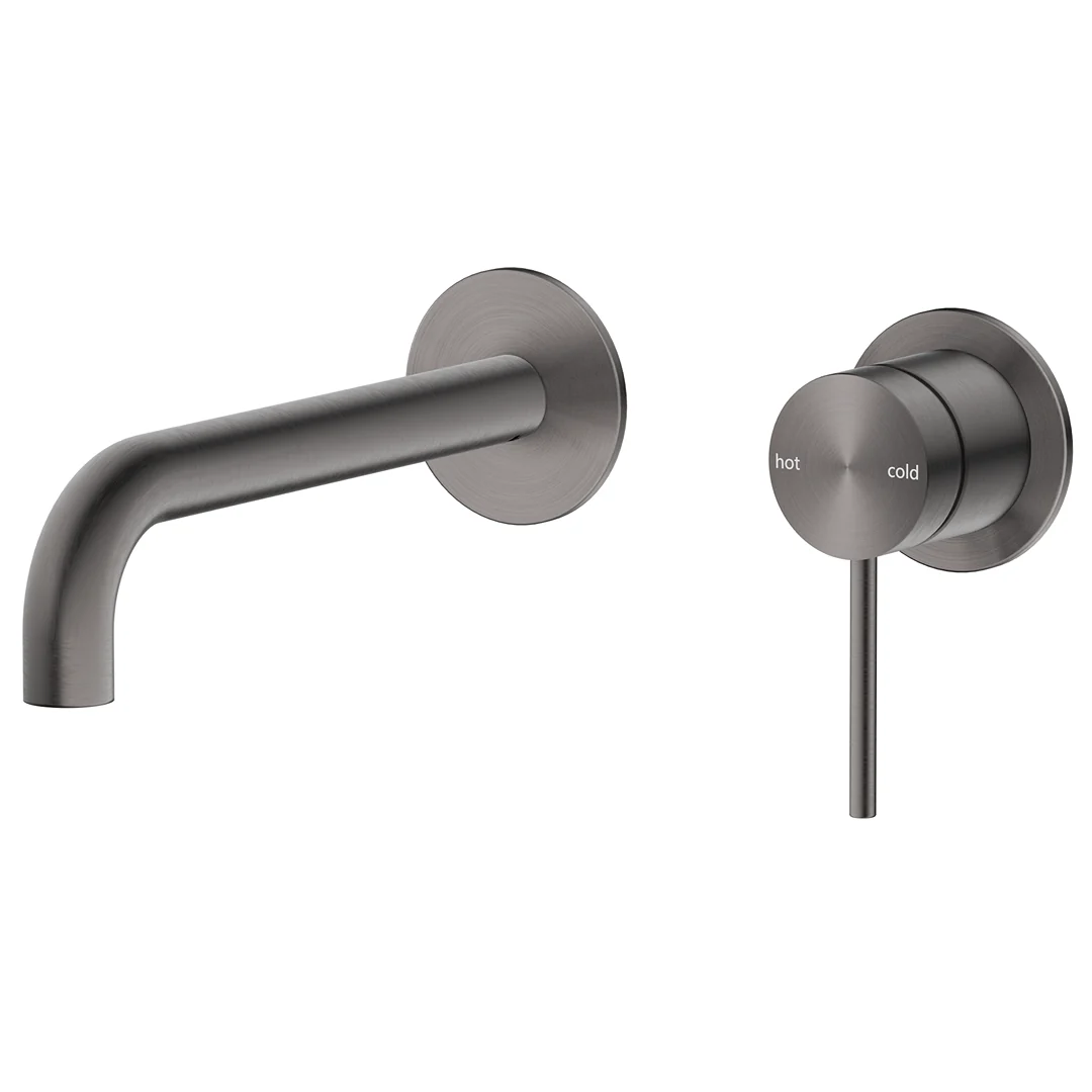 Mica Gun Metal Wall-Spout Combo - Curved Spout - 2P - Trim Kit Only