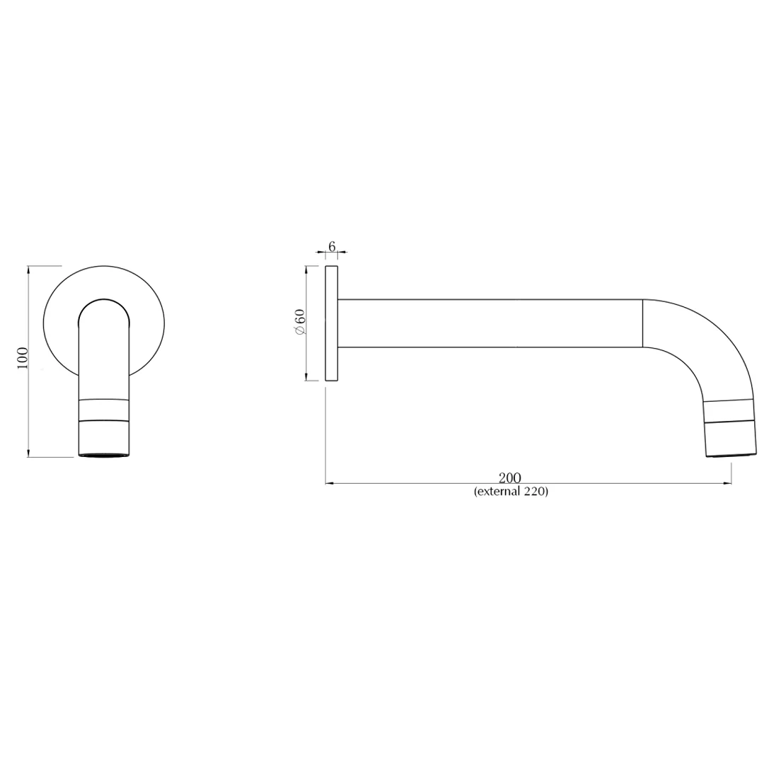 Mica LVB Living Brass Bath/Basin Spout - 220mm - Curved Spout - Image 5