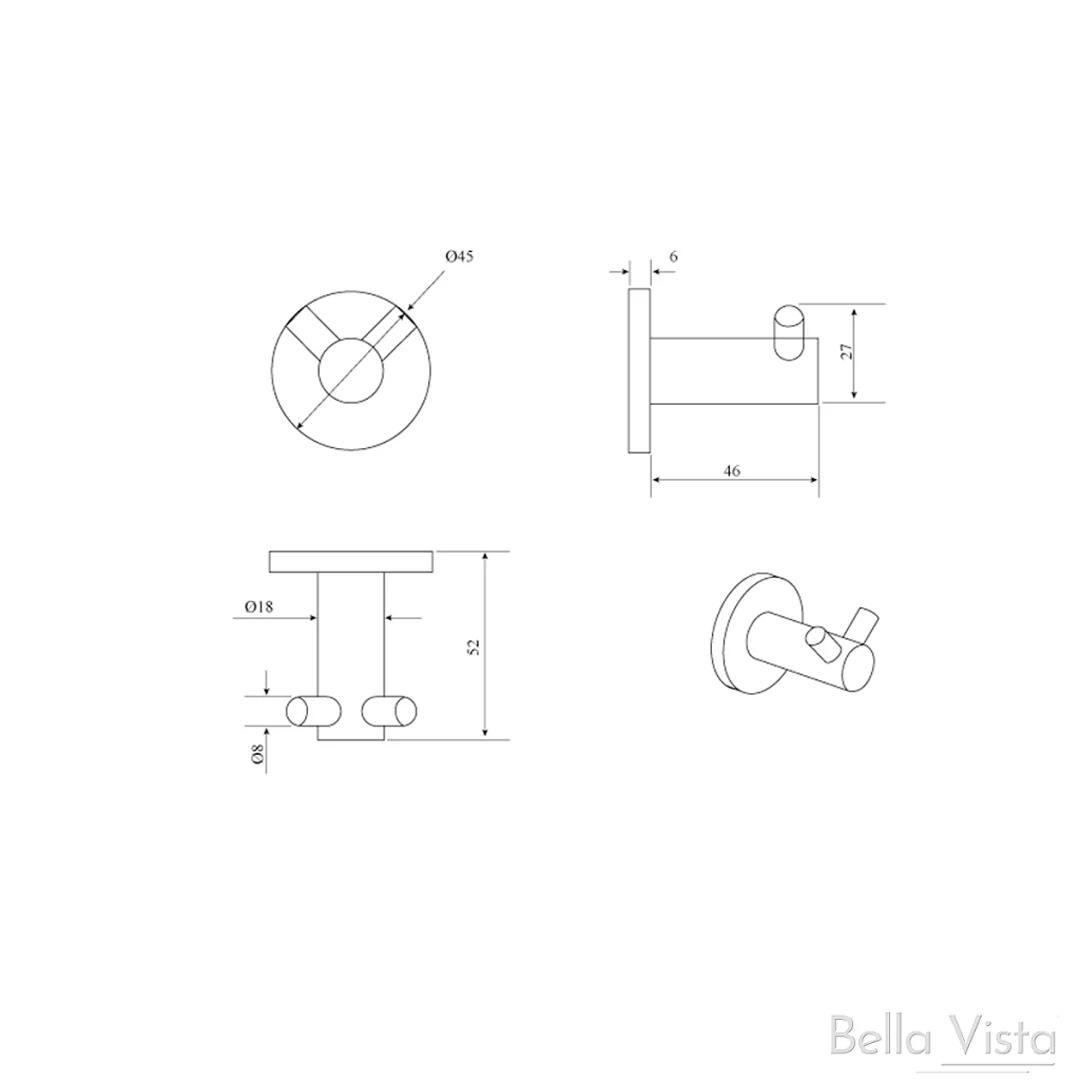 Mica LVB Living Brass Double Robe Hook - Image 4