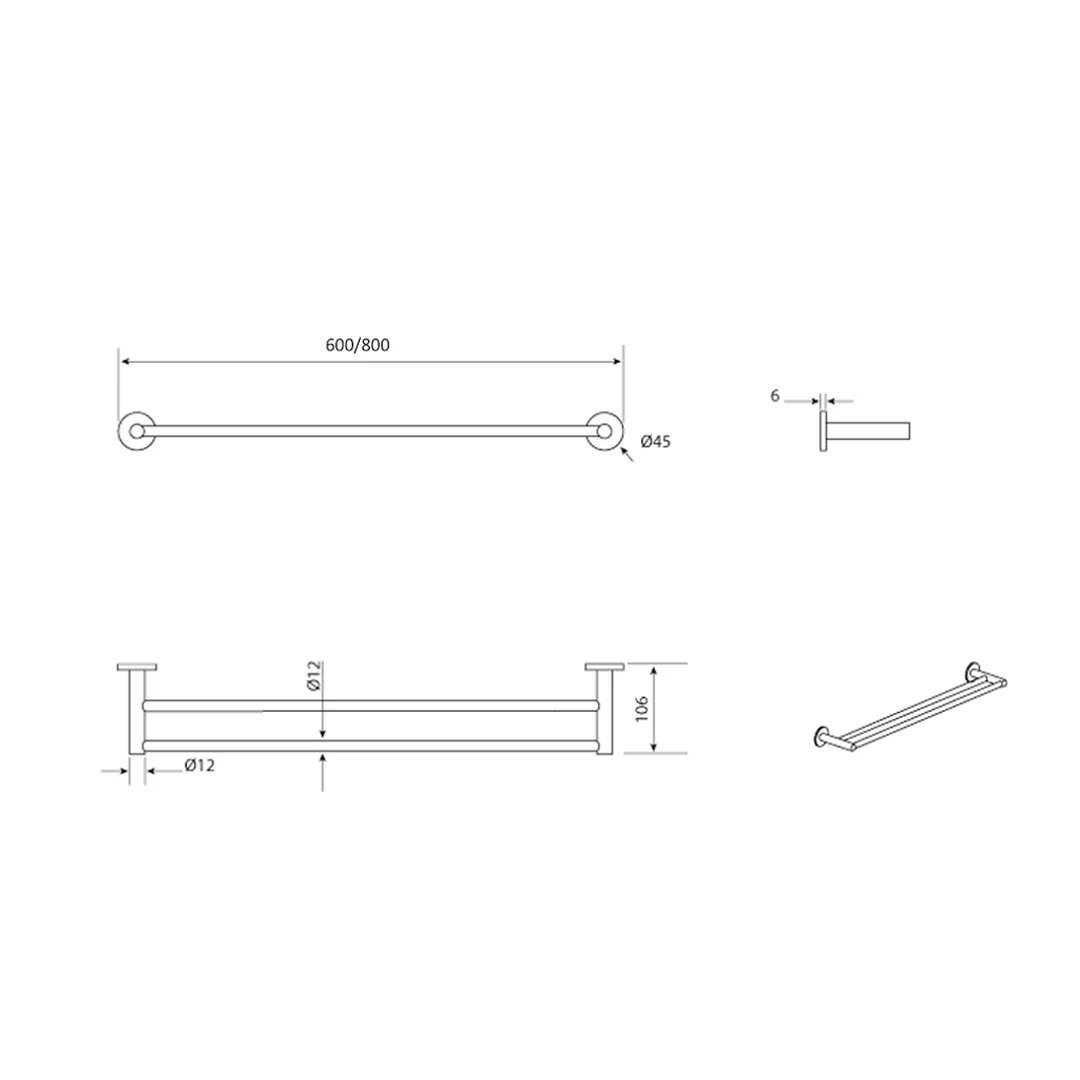 Mica LVB Living Brass Double Towel Rail - 800mm - Image 4