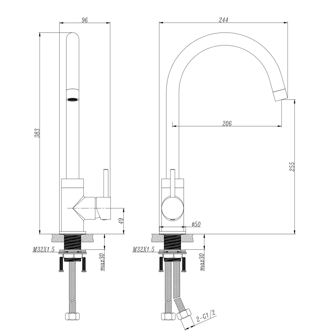 Mica LVB Living Brass Gooseneck Sink Mixer - Image 4
