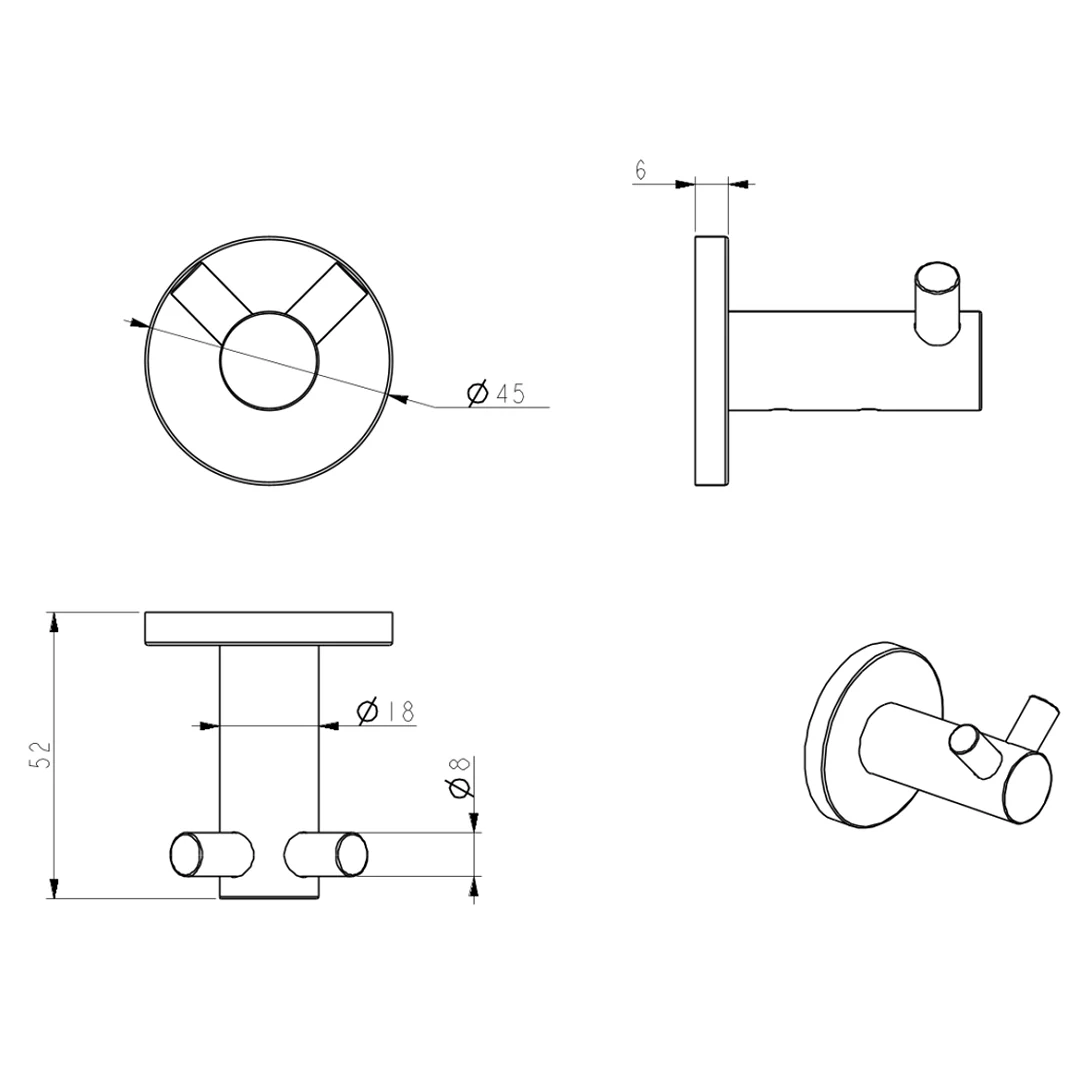 Mica Matte Black Double Robe Hook - Image 5