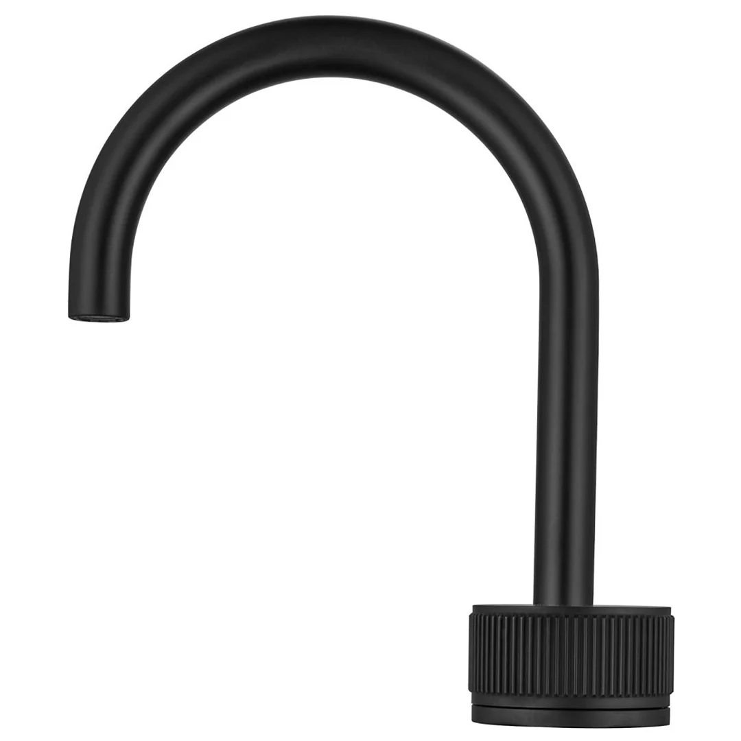 Mica Matte Black Fluted Gooseneck Hob Basin Mixer Set - Image 4
