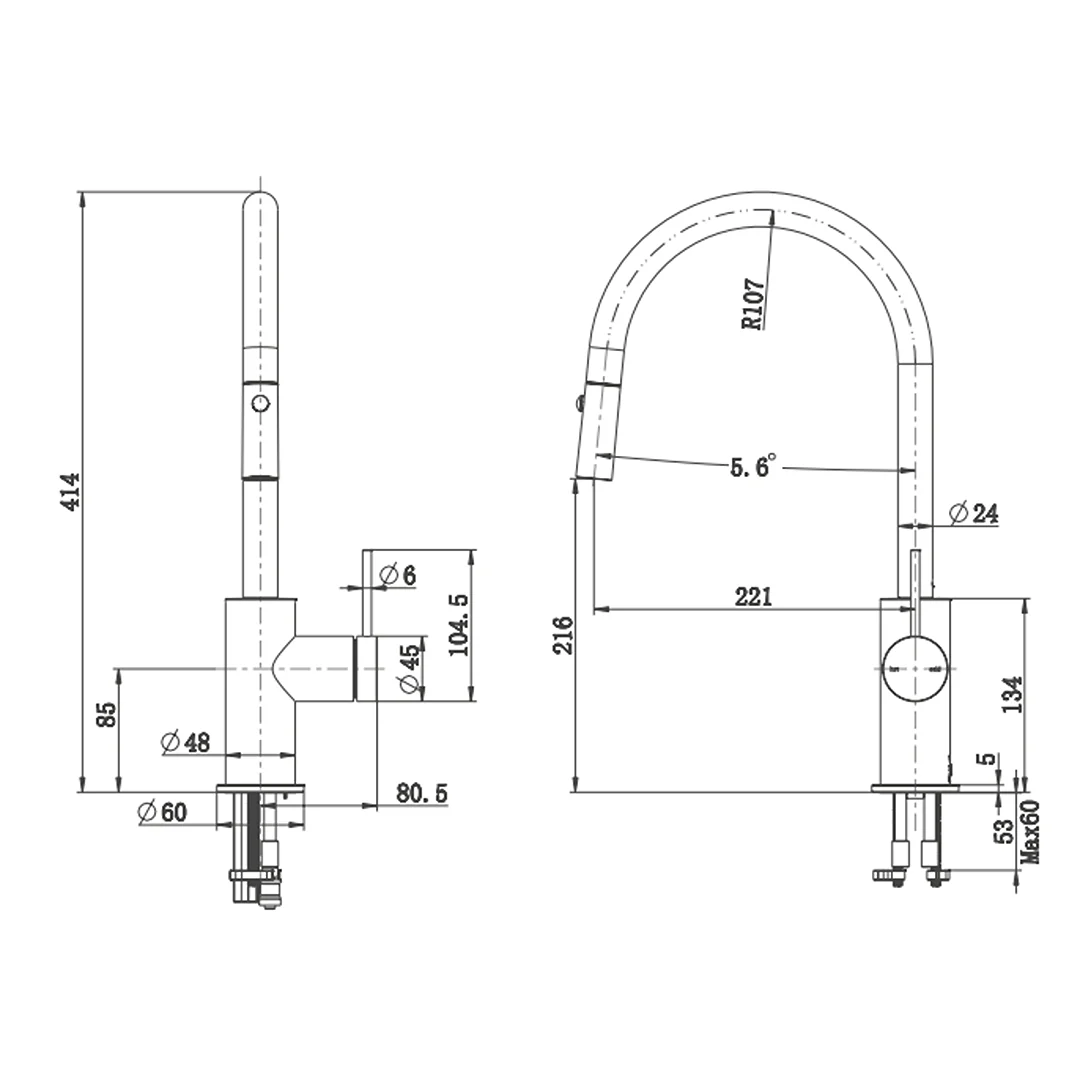 Mica Matte Black Fluted Pull-Out Sink Mixer - Image 2